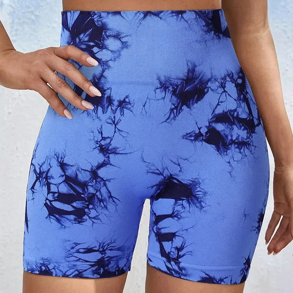 Tie-Dye Yoga Shorts for Women High Elastic Gym Shorts Push Up Sports Shorts Running Workout Fitness Women Short Sports Leggings