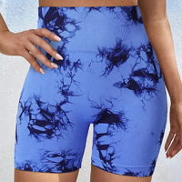 Tie-Dye Yoga Shorts for Women High Elastic Gym Shorts Push Up Sports Shorts Running Workout Fitness Women Short Sports Leggings