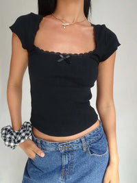 Chic Vintage Lace-Trim Tee™