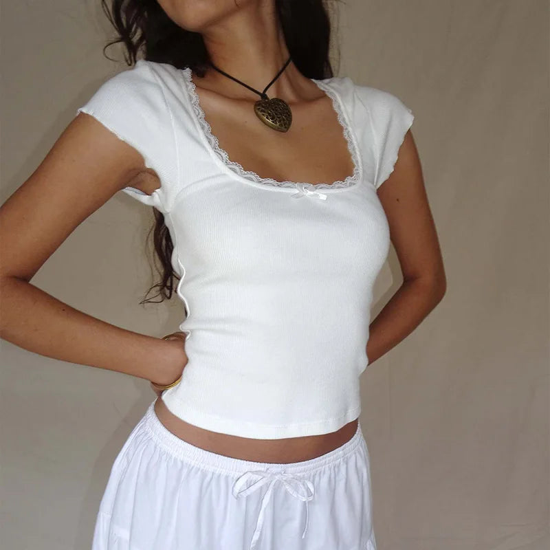 Chic Vintage Lace-Trim Tee™